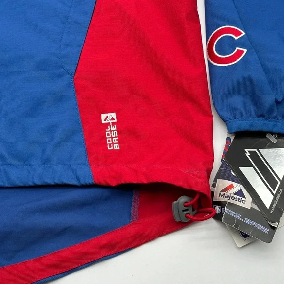 AUTHENTIC MAJESTIC Cool Base Chicago Cubs Windbreaker Size M 1/4 Zip  Blue - Picture 7 of 14